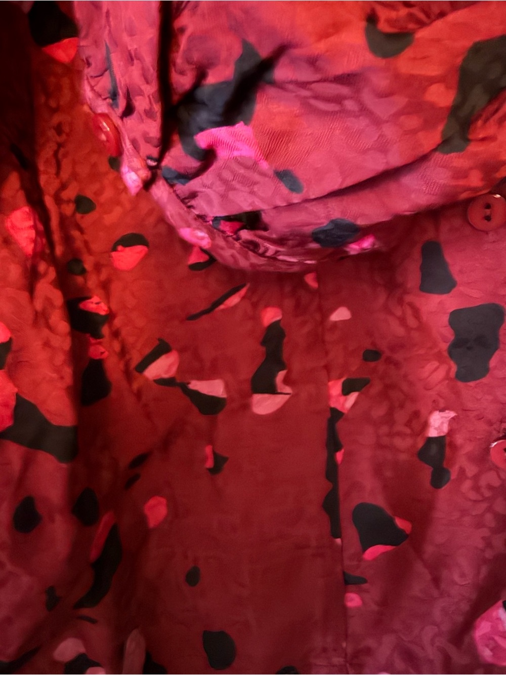 ba&sh Burgundy Printed Button-Front Blouse with Pink and Black Accents - Picture 5 of 6